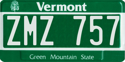 VT license plate ZMZ757