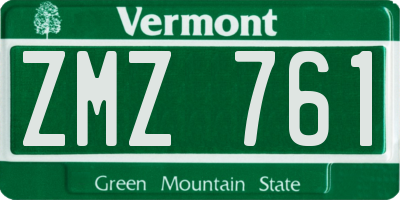 VT license plate ZMZ761