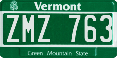 VT license plate ZMZ763