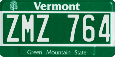 VT license plate ZMZ764