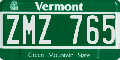 VT license plate ZMZ765