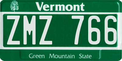 VT license plate ZMZ766