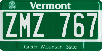 VT license plate ZMZ767
