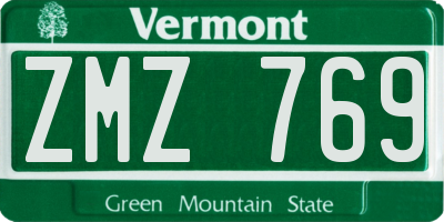 VT license plate ZMZ769