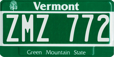 VT license plate ZMZ772
