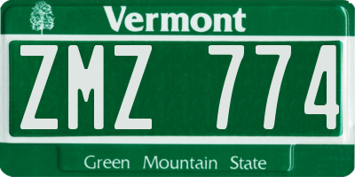 VT license plate ZMZ774