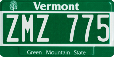VT license plate ZMZ775