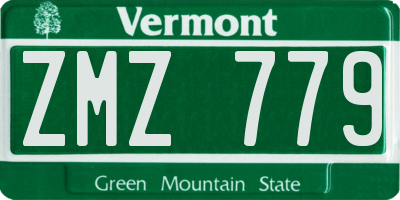 VT license plate ZMZ779