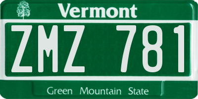 VT license plate ZMZ781