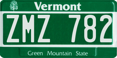VT license plate ZMZ782