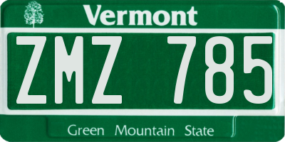VT license plate ZMZ785