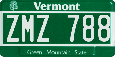VT license plate ZMZ788