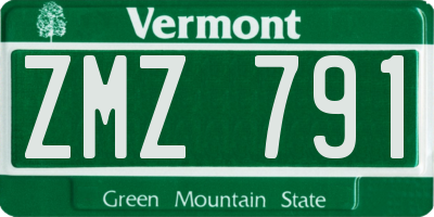 VT license plate ZMZ791
