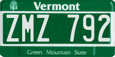 VT license plate ZMZ792