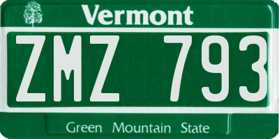 VT license plate ZMZ793