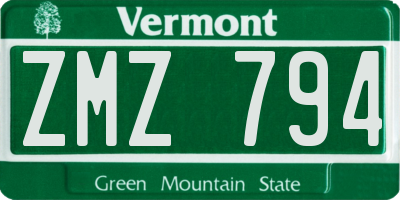 VT license plate ZMZ794