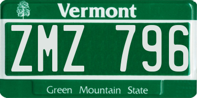 VT license plate ZMZ796
