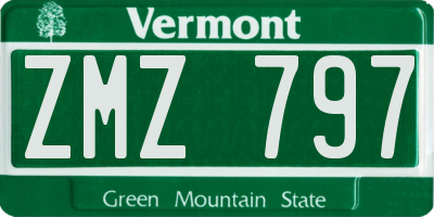 VT license plate ZMZ797