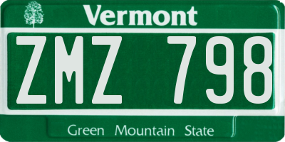 VT license plate ZMZ798