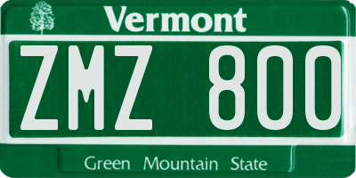 VT license plate ZMZ800