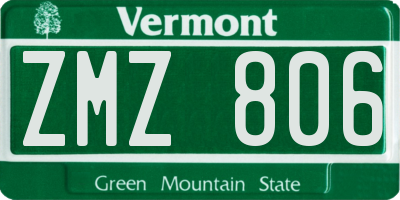 VT license plate ZMZ806