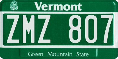 VT license plate ZMZ807