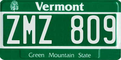 VT license plate ZMZ809
