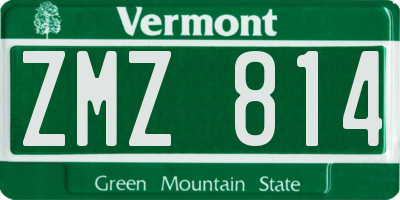 VT license plate ZMZ814