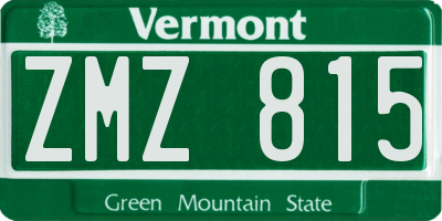 VT license plate ZMZ815