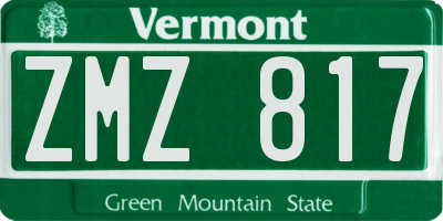 VT license plate ZMZ817