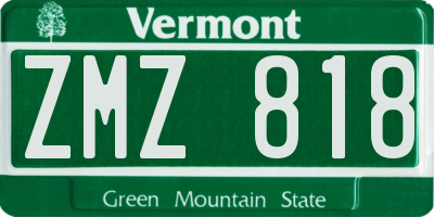 VT license plate ZMZ818