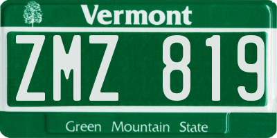 VT license plate ZMZ819