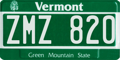 VT license plate ZMZ820