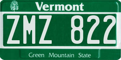 VT license plate ZMZ822