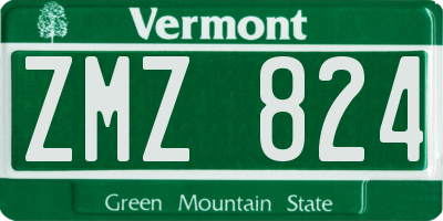 VT license plate ZMZ824