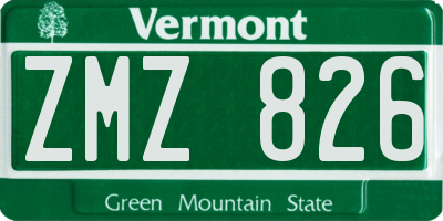 VT license plate ZMZ826