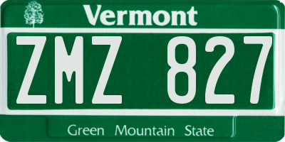 VT license plate ZMZ827