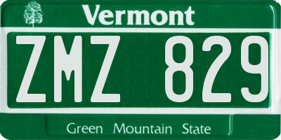 VT license plate ZMZ829