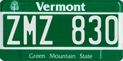 VT license plate ZMZ830