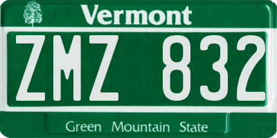 VT license plate ZMZ832