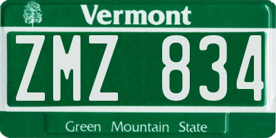 VT license plate ZMZ834
