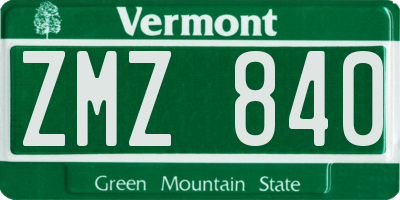 VT license plate ZMZ840