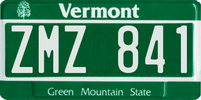 VT license plate ZMZ841