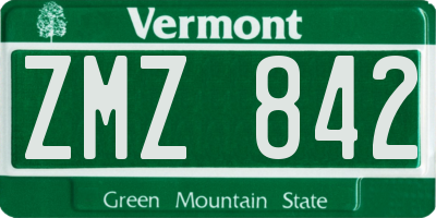 VT license plate ZMZ842
