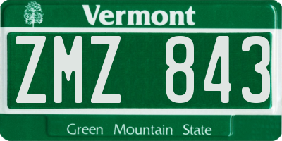 VT license plate ZMZ843