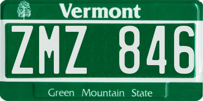 VT license plate ZMZ846