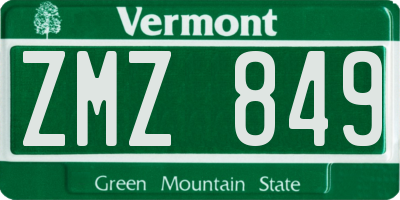 VT license plate ZMZ849