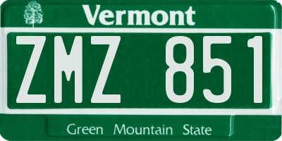 VT license plate ZMZ851