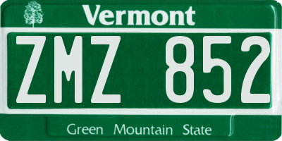 VT license plate ZMZ852