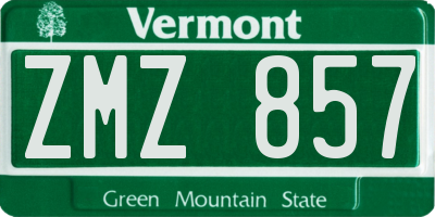 VT license plate ZMZ857